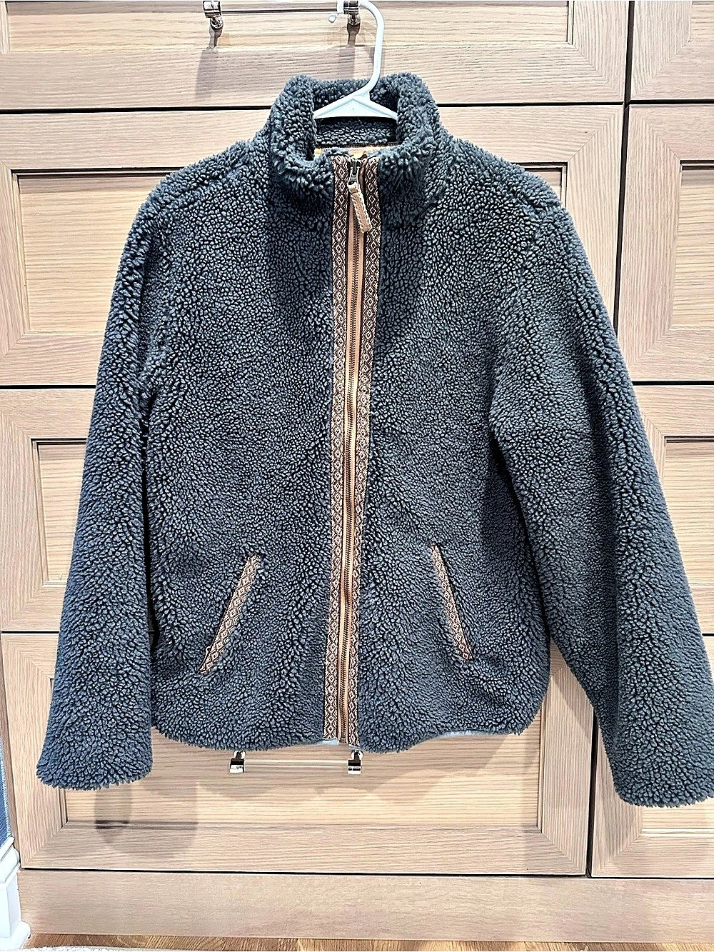 Faherty Teddy Fleece Zip Jacket in Black Size Large Like New